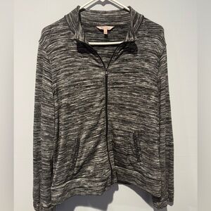 Juicy Couture Women’s Full Zip Up Jacket Rhinestone Pockets Black/Gray Size L